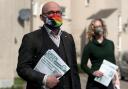 Scottish Green Party co-leaders Patrick Harvie and Lorna Slater on the local election campaign trail in Edinburgh. Picture date: Wednesday March 24, 2021. PA Photo. See PA story ELECTION Scotland. Photo credit should read: Andrew Milligan/PA Wire.