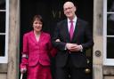 The couple were seen waving on the steps of the official residence of the first minister