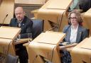 Scottish Greens leaders Patrick  Harvie and Lorna Slater pictured in Holyrood
