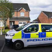 A police patrol outside former SNP chief executive Peter Murrell's house after he was charged in connection with embezzlement of SNP funds