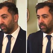 First Minister Humza Yousaf speaking to media on Friday, April 19