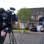 Camera crews gathered outside Nicola Sturgeon and Peter Murrell's house in Uddingston