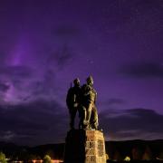 A view of the Commando Memorial, Spean Bridge, with the Northern Lights