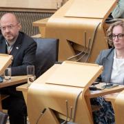 Scottish Greens leaders Patrick  Harvie and Lorna Slater pictured in Holyrood
