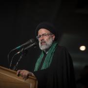 Iranian President Ebrahim Raisi pictured at a rally in 2017