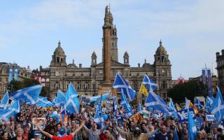 YES supporters at George Square, Glasgow