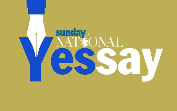 The National: Vector illustration of a fountain pen on a blue background with white letters below it..