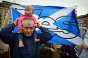 Hundreds of Yes supporters gathered in George Square to show their support for the independence referendum on September 16, 2014 in Glasgow