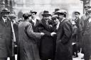 GLASGOW STRIKES 1919 - John Maclean(CENTRE) SHAKES HANDS  WITH DAVID KIRKWOOD (LEFT).
