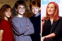 From left: Emma Watson as Hermione Granger, Daniel Radcliffe as Harry Potter, and Rupert Grint as Ron Weasley in a handout photo from HBO, and author JK Rowling.