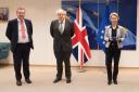 Lord Frost, former Brexit negotiator, left, Boris Johnson, UK Prime Minister, centre, and Ursula von der Leyen, President of the European Commission, right.