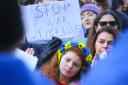 A rally of around 300 outside the Russian Consulate in Edinburgh on Friday. Photograph: Gordon Terris