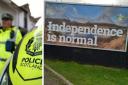 Police said they are probing the incident after a pro-independence billboard was hit by vandals