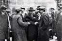 John Maclean, shakes hands with politician and socialist activist David Kirkwood at Glasgow’s 1919 strikes