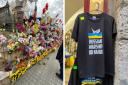 T-shirts celebrating the Snake Island heroes are on sale in the Ukrainian city of Lviv