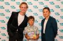 Young filmmaker Alex Ribes Cook, from Edinburgh, received his award from actors Anson Boon, left, and Thaddea Graham
