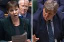 Green MP Caroline Lucas, left, clashed with UK Government minister Kit Malthouse, right.