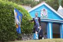 Standard Bearer 2022 Jonathan Lea outside St Ronan's Wells as part of the Cleikum Ceremonies during St Ronan's Border Games Week. Photo: Helen Barrington