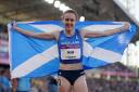 Scotland’s Laura Muir celebrates after winning the Women’s 1500m Final at Alexander Stadium in Birmingham. Photos: PA