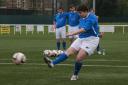 Ruth Davidson competing in the Better Together vs Yes Scotland charity penalty shoot-out in 2014. Picture: Gordon Terris