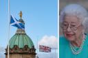 The Scottish and Union flags flying at half-mast in Edinburgh in the wake of the death of Queen Elizabeth