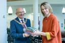 Ali Bowden, Edinburgh City of Literature Trust presents Edinburgh's Lord Provost Robert Aldridge and Drumbrae Library with a set of books from the five overlooked women writers
