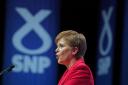 First Minister Nicola Sturgeon delivering her keynote speech to the SNP conference