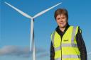 The First Minister marked the connection of the UK's tallest wind turbines to the national grid