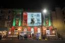 Movie images were projected onto the Edinburgh Filmhouse as part of a campaign to save the Edinburgh International Film Festival
