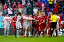 Switzerland and Serbia players clash