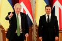 Former prime minister Boris Johnson with Ukrainian president Volodymyr Zelenskyy