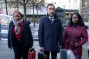 Laywer Aamer Anwar (centre) with Sheku Bayoh's sisters Kadi Johnson (right) and Kosna Bayoh (left) arriving at Capital House in Edinburgh