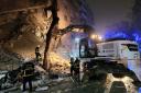 Emergency services at the scene of a collapsed building in Sanliurfa, Turkey, after a 7.8 magnitude earthquake