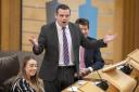 Douglas Ross appeared frustrated at being cut-off by protesters during FMQs