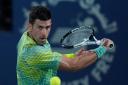 Novak Djokovic in action at the Dubai Tennis Championships this week (Kamran Jebreili/AP)