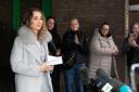 Georgia Harrison speaks to the media outside Chelmsford Crown Court after her former partner and reality TV star Stephen Bear,was sentenced to 21 months in prison