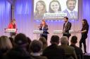 (left to right) Nicky Marr, plus SNP leadership candidates Ash Regan, Humza Yousaf and Kate Forbes taking part in the SNP leadership debate in Inverness.