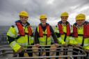 Scottish Labour leader Anas Sarwar, Sir Keir Starmer, shadow climate change secretary Ed Miliband and MSP Colin Smyth during a visit to the Beatrice wind farm off the Caithness coast