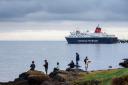 The Arran CalMac ferry, Caledonian Isles, pictured departing Brodick on Arran