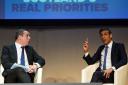 Prime Minister Rishi Sunak (right) and Scots Tory leader Douglas Ross on stage together at the April conference in Glasgow