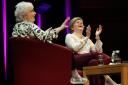 Former first minister Nicola Sturgeon chairs an event with comedian Janey Godley at the Aye Write book festival at the Royal Concert Hall, Glasgow