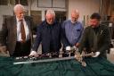 (left to right) Sword designer Mark Dennis along with his team Alan Herriot, Pete Waugh and Paul Macdonald as they view the Elizabeth sword