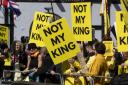 Anti-monarchy protesters outside St Giles' Cathedral ahead of King Charles's 'mini coronation'