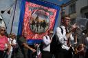 Trade union supporters march to The Racecourse during the 137th Durham Miners' Gala in Durham