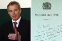 Tony Blair's message to Donald Dewar on a copy of the Scotland Act is completely at odds with recent claims by Labour peer George Foulkes about the Union