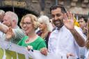 First Minister Humza Yousaf and Scottish Green co-leader Lorna Slater attend a pro-independence rally in Edinburgh