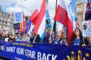 Thousands of people marched in London on Saturday to call for the UK to rejoin the European Union