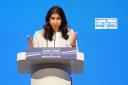 Home Secretary Suella Braverman speaking to the Conservative conference on October 3