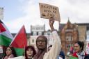 Protestors during a Scottish Palestine Solidarity Campaign demonstration in Edinburgh