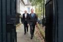 David Cameron and Andrew Mitchell arrive at Downing Street for the first meeting of the new-look Cabinet